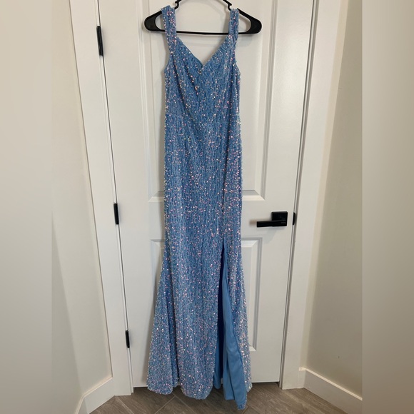 FAERIESTY Blue Sequin Prom Dress - Picture 13 of 16